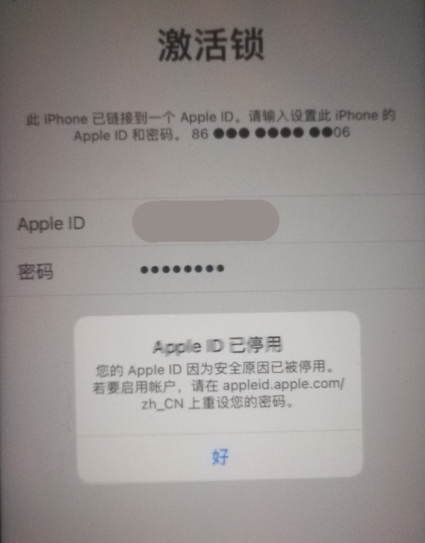 浦东苹果手机维修分享iPhone 12 出现提示“Apple ID 已停用”怎么办 